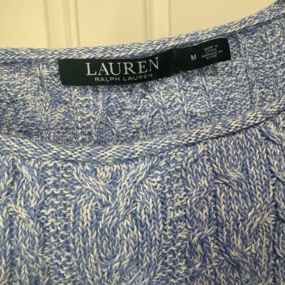 Lauren Ralph Laura Size Medium Blue Cable Knit Sweater - Picture 2 of 3